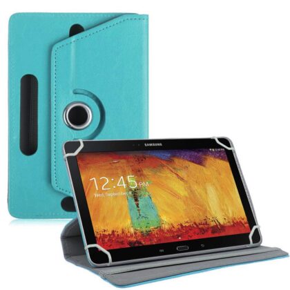 TGK 360 Degree Rotating Leather Rotary Swivel Stand Case Cover for Samsung Galaxy Note 10.1 inch SM-P600 SM-P601 SM-P602 SM-P605 (Sky Blue)