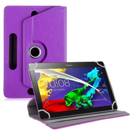 TGK Universal 360 Degree Rotating Leather Rotary Swivel Stand Case Cover for Lenovo Tab 2 A10-70 10.1″ Tablet – Purple