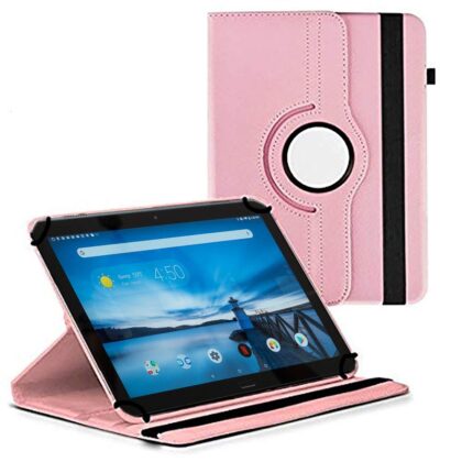 TGK 360 Degree Rotating Universal 3 Camera Hole Leather Stand Case Cover for Lenovo Tab P10 TB-X705F / TB-X705L 10.1-Inch – Light Pink