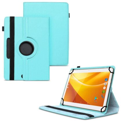 TGK 360 Degree Rotating Universal 3 Camera Hole Leather Stand Case Cover for Swipe Slate Pro 10 inch Tablet – Sky Blue