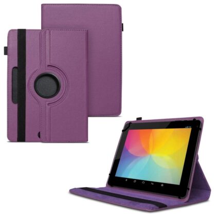 TGK 360 Degree Rotating Universal 3 Camera Hole Leather Stand Case Cover for Lenovo Tab 3 10 Business 10.1″ Tablet – Purple