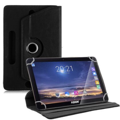 TGK 360 Degree Rotating Leather Rotary Swivel Stand Case Cover for Fusion5 10.1″ 4G Tablet (Black)