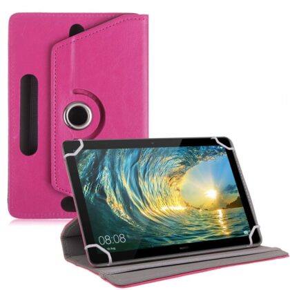 TGK Universal 360 Degree Rotating Leather Rotary Swivel Stand Case Cover for Huawei Mediapad T5 10 10.1 inch 2018 – Hot Pink
