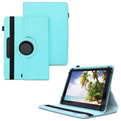 TGK 360 Degree Rotating Universal 3 Camera Hole Leather Stand Case Cover for iBall Slide Elan 3×32 Tablet (10.1 inch) – Sky Blue