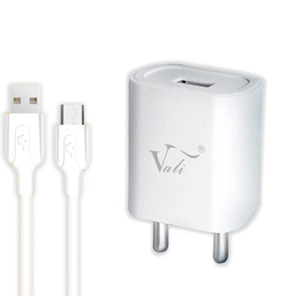 Vali-V-2112 Fast Travel Charger 5V Adapter with Micro USB Cable (White)