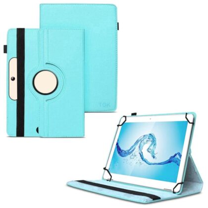 TGK 360 Degree Rotating Universal 3 Camera Hole Leather Stand Case Cover for Acer One 10 T8-129L Tablet 10.1 Inch (Sky Blue)