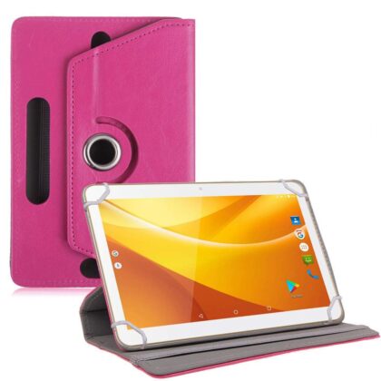 TGK 360 Degree Rotating Leather Rotary Swivel Stand Case Cover for Swipe Slate Pro 10 inch Tablet (Pink)