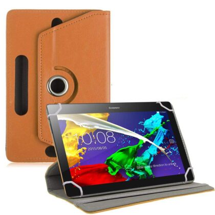 TGK Universal 360 Degree Rotating Leather Rotary Swivel Stand Case Cover for Lenovo Tab 2 A10-70 10.1″ Tablet – Orange