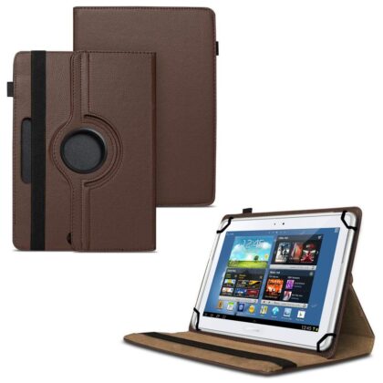 TGK 360 Degree Rotating Universal 3 Camera Hole Leather Stand Case Cover for Samsung Galaxy Note 10.1 GT-N8000 GT-N8010 GT-N8020 GT-N800-Brown