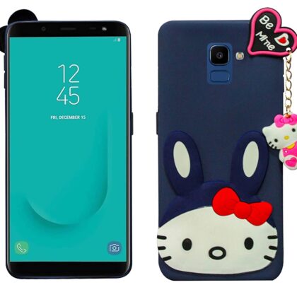 TGK Kitty Mobile Covers, Silicone Back Case Compatible for Samsung Galaxy J6 Back Cover (Dark Blue)