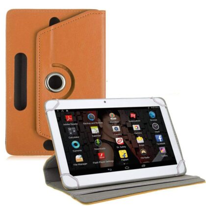 TGK Universal 360 Degree Rotating Leather Rotary Swivel Stand Case Cover for Iball Slide 3G 1026-Q18 (10.1 inch) Tablet – Orange