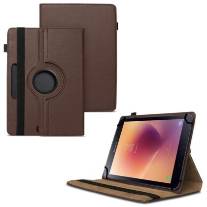 TGK 360 Degree Rotating Universal 3 Camera Hole Leather Stand Case Cover for Samsung Galaxy Tab A 2017 SM-T385NZKAINS Tablet (8 inch)-Brown