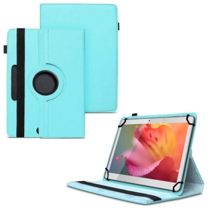 TGK 360 Degree Rotating Universal 3 Camera Hole Leather Stand Case Cover for Swipe Slate Plus 32 GB 10.1 inch Tablet – Sky Blue