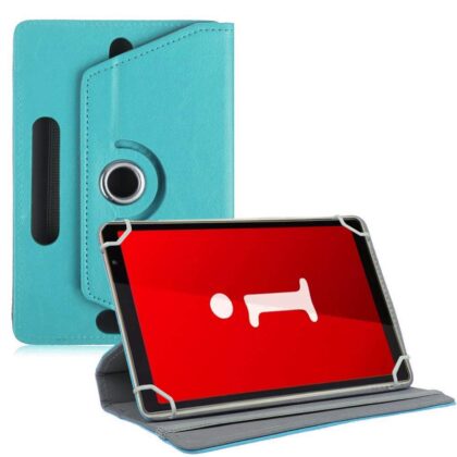 TGK Universal 360 Degree Rotating Leather Rotary Swivel Stand Case Cover for iBall iTAB MovieZ Pro 10.1 inch Tablet – Sky Blue