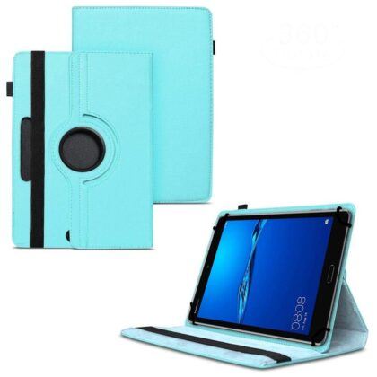 TGK 360 Degree Rotating Universal 3 Camera Hole Leather Stand Case Cover for Huawei Mediapad M3 Lite 8.0 Tablet-Sky Blue