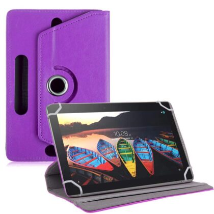 TGK 360 Degree Rotating Leather Rotary Swivel Stand Case Cover for Lenovo Tab 3 10 Business TB3-X70L (Purple)