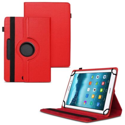 TGK 360 Degree Rotating Universal 3 Camera Hole Leather Stand Case Cover for HUAWEI MediaPad T1 8.0 Pro Tablet-Red