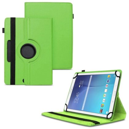 TGK 360 Degree Rotating Universal 3 Camera Hole Leather Stand Case Cover for Samsung Galaxy Tab E (9.6 inch) SM- T560, T561, T565, T567V – Green