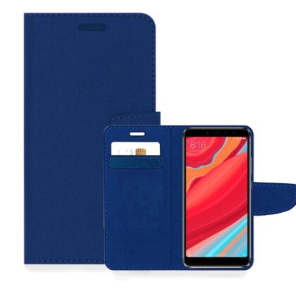 TGK Leather Flip Wallet Case Cover for Redmi Y2 (Dark Blue)