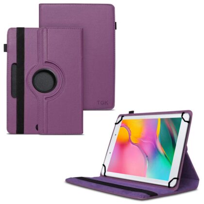 TGK 360 Degree Rotating Universal 3 Camera Hole Leather Stand Case Cover for Samsung Galaxy Tab A 8 inch 2019 SM-T290, T295, T297-Purple