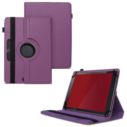 TGK 360 Degree Rotating Universal 3 Camera Hole Leather Stand Case Cover for iBall Slide Nova 4G Tablet (10.1 inch) (Purple)
