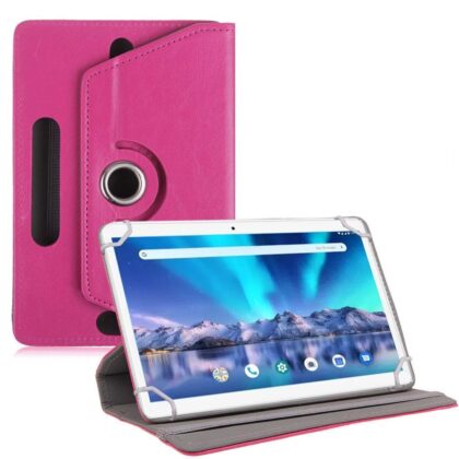 TGK Universal 360 Degree Rotating Leather Rotary Swivel Stand Case Cover for Lava Magnum-XL 10.1 inch Tablet – Pink