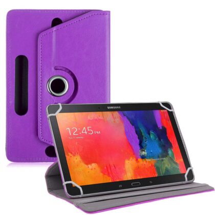 TGK 360 Degree Rotating Leather Rotary Swivel Stand Case Cover for Samsung Galaxy Tab Pro 10.1 inch Models SM-T520, SM-T525 (Purple)