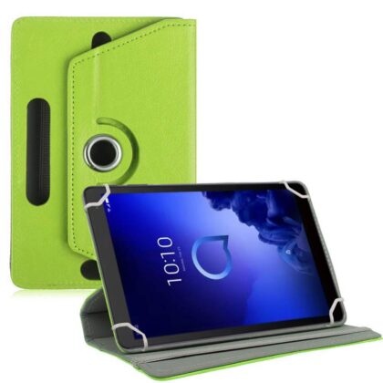 TGK Universal 360 Degree Rotating Leather Rotary Swivel Stand Case Cover for Alcatel 3T 10 Tablet 10 inch – Green