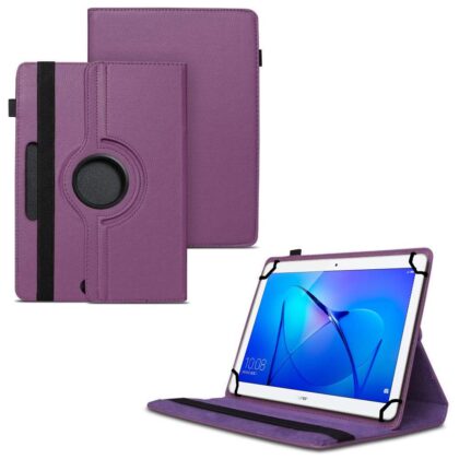 TGK 360 Degree Rotating Universal 3 Camera Hole Leather Stand Case Cover for Honor Play Pad 2 Tablet (8-inch)-Purple