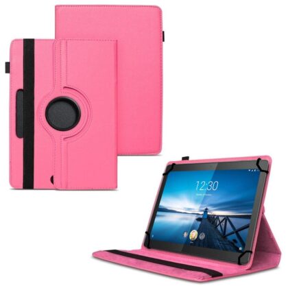 TGK 360 Degree Rotating Universal 3 Camera Hole Leather Stand Case Cover for Lenovo Tab E10 TB-X104F 10.1 inch – Hot Pink