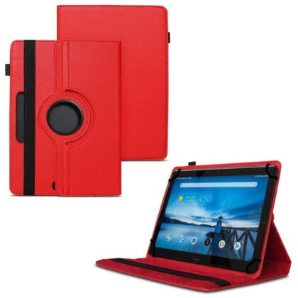TGK 360 Degree Rotating Universal 3 Camera Hole Leather Stand Case Cover for Lenovo Tab P10 TB-X705F / TB-X705L 10.1-Inch – Red