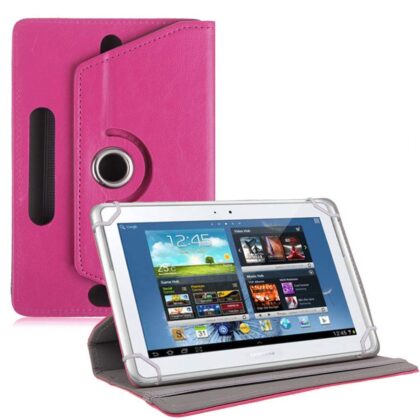 TGK Universal 360 Degree Rotating Leather Rotary Swivel Stand Case Cover for Samsung Galaxy Tab 10.1 GT-P7500 GT-P7510 – Hot Pink
