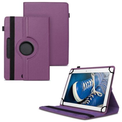 TGK 360 Degree Rotating Universal 3 Camera Hole Leather Stand Case Cover for Lenovo Tab 2 A10-30 10.1″ Tablet – Purple