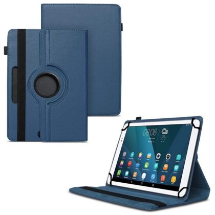 TGK 360 Degree Rotating Universal 3 Camera Hole Leather Stand Case Cover for Huawei MediaPad 10 T1 Tablet 10.1 inch – Dark Blue