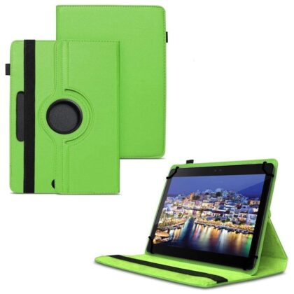 TGK 360 Degree Rotating Universal 3 Camera Hole Leather Stand Case Cover for iBall Q1035 Tablet (10.1 inch) – Green