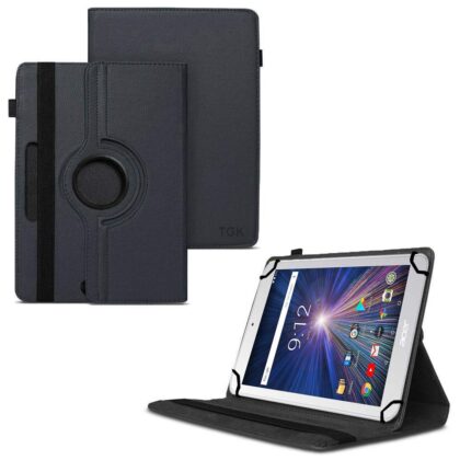 TGK 360 Degree Rotating Universal 3 Camera Hole Leather Stand Case Cover for Acer Iconia One 8 B1-870 Tablet 8 inch – Black