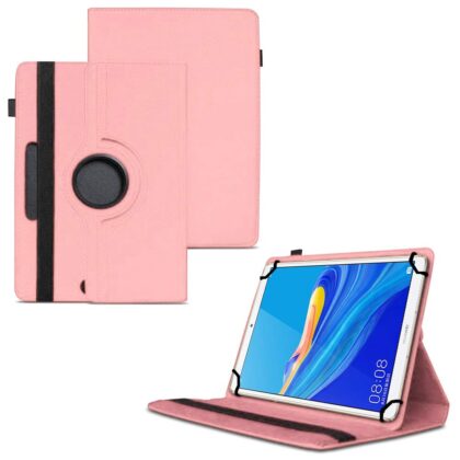 TGK 360 Degree Rotating Universal 3 Camera Hole Leather Stand Case Cover for Huawei Mediapad M6 8.4 – Light Pink