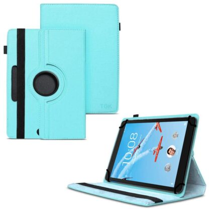 TGK 360 Degree Rotating Universal 3 Camera Hole Leather Stand Case Cover for Lenovo Tab E8 (TB-8304F) 8-Inch Tablet 2018 release – Sky Blue