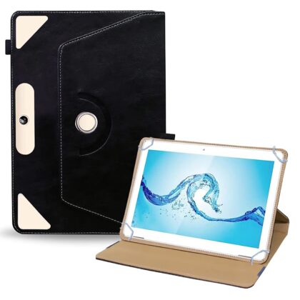TGK Universal 360 Degree Rotating Leather Rotary Swivel Stand Case Cover for Acer One 10 T8-129L Tablet 10.1 Inch (Black)