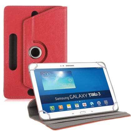 TGK 360 Degree Rotating Leather Rotary Swivel Stand Case Cover for Samsung Galaxy Tab 3 P5200 10.1 Inch (Red)
