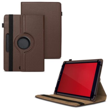 TGK 360 Degree Rotating Universal 3 Camera Hole Leather Stand Case Cover for iBall Avid Tablet PC (8 inch)-Brown