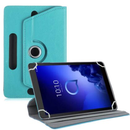 TGK Universal 360 Degree Rotating Leather Rotary Swivel Stand Case Cover for Alcatel 3T 10 Tablet 10 inch – Sky Blue