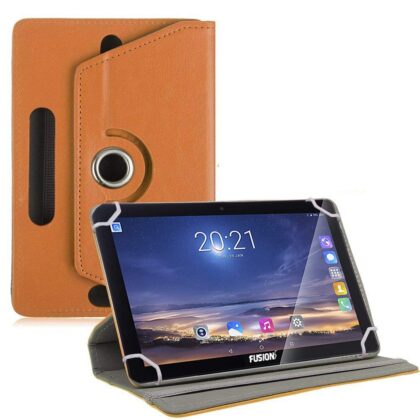 TGK 360 Degree Rotating Leather Rotary Swivel Stand Case Cover for Fusion5 10.1″ 4G Tablet (Orange)