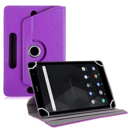 TGK Universal 360 Degree Rotating Leather Rotary Swivel Stand Case Cover for iBall iTAB BizniZ 10.1 Inch Tablet – Purple