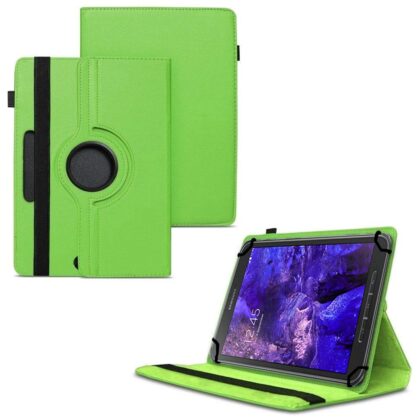 TGK 360 Degree Rotating Universal 3 Camera Hole Leather Stand Case Cover for Samsung Galaxy Tab Active SM-T365 8 inch-Green