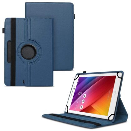 TGK 360 Degree Rotating Universal 3 Camera Hole Leather Stand Case Cover for Asus Zenpad 8.0 Z380kl Tablet-Dark Blue