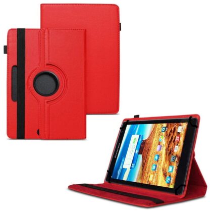 TGK 360 Degree Rotating Universal 3 Camera Hole Leather Stand Case Cover for Lenovo S8-50 8 inch Tablet-Red