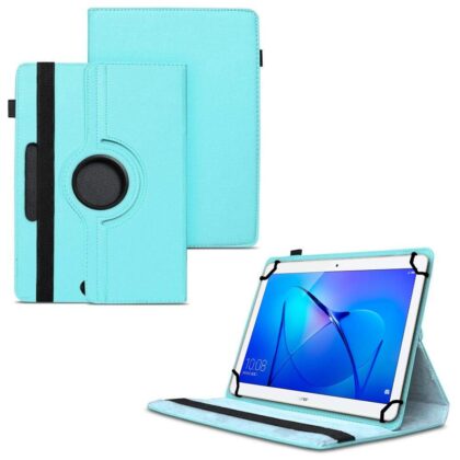 TGK 360 Degree Rotating Universal 3 Camera Hole Leather Stand Case Cover for Honor Play Pad 2 Tablet (8-inch)-Sky Blue