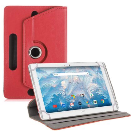 TGK Universal 360 Degree Rotating Leather Rotary Swivel Stand Case Cover for Acer Iconia One 10 B3-A40 Tablet (10.1) – Red