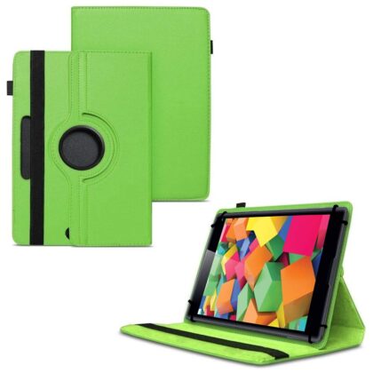 TGK 360 Degree Rotating Universal 3 Camera Hole Leather Stand Case Cover for iBall Slide Cuboid 8 inch Tablet-Green